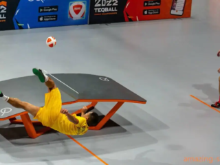 Teqball is a ball sport played on a curved table, combining elements of soccer and table tennis, resulting in a sport that tests players' ball control, coordination, and agility
