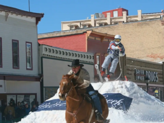 Skijoring, de la palabra noruega "skikj&oslash;ring" o "conducci&oacute;n de esqu&iacute;", es un deporte de invierno de ritmo r&aacute;pido originario de Escandinavia en el que los esquiadores son tirados por caballos, perros o incluso renos.