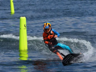 Motosurfing is a high-adrenaline water sport where riders race across waves, navigating sharp turns on motorized surfboards, combining speed, balance, precision, and agility
